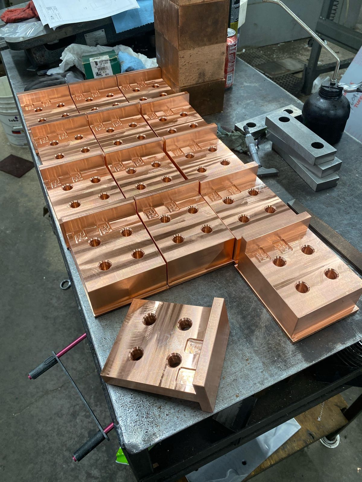 Machined copper blocks